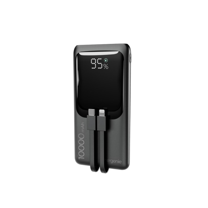 Gembird PB10-PD20-LCD-01 Power bank a ricarica rapida con cavi integrati 20W 10000 mAh nero