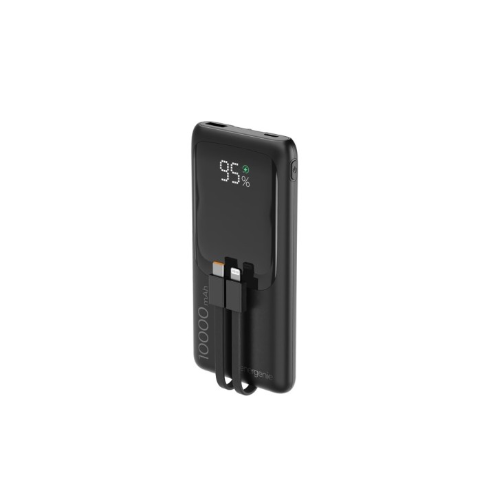 Gembird PB10-PD20-LCD-01 Power bank a ricarica rapida con cavi integrati 20W 10000 mAh nero