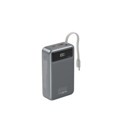 Gembird PB20-PD65-LCD-01 Power bank ricarica veloce con cavi integrati 65W 20000 mAh nero