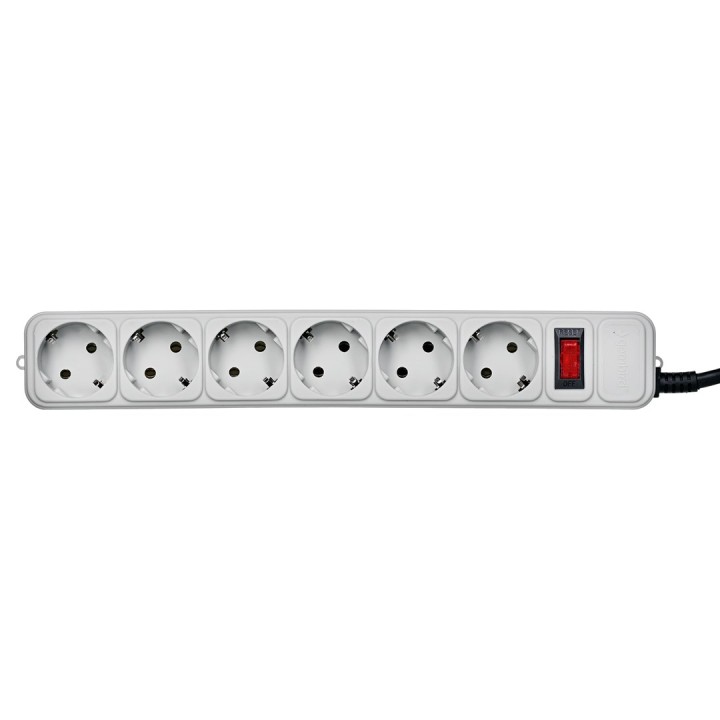 Gembird SPG6-B-10C Protezione da sovratensione 6 prese Schuko 3m grigio