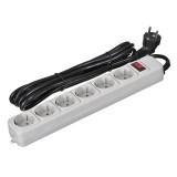 Gembird SPG6-B-10C Protezione da sovratensione 6 prese Schuko 3m grigio