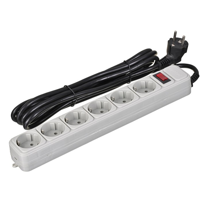 Gembird SPG6-B-10C Protezione da sovratensione 6 prese Schuko 3m grigio