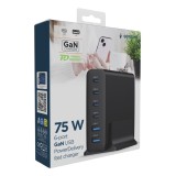 Gembird TA-UC-2A4C-PD75-01-BK caricabatterie dispositivo mobile Universale Nero AC Ricarica rapida Interno