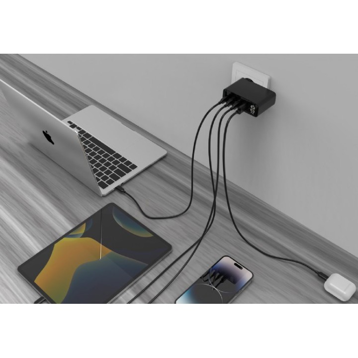 Gembird TA-UC-PDQC100LCD-01-BK caricabatterie dispositivo mobile laptop smartphone nero AC ricarica veloce interno