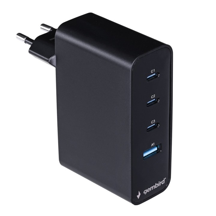 Gembird TA-UC-PDQC100LCD-01-BK caricabatterie dispositivo mobile laptop smartphone nero AC ricarica veloce interno