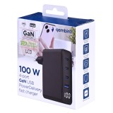 Gembird TA-UC-PDQC100LCD-01-BK caricabatterie dispositivo mobile laptop smartphone nero AC ricarica veloce interno