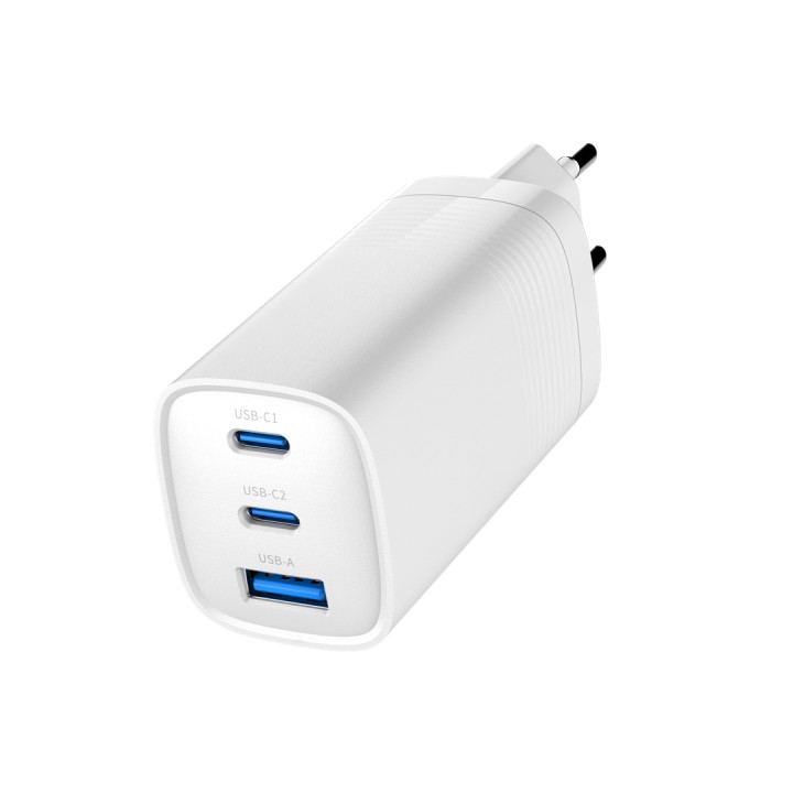 Gembird TA-UC-PDQC65-01-W caricabatterie rapido 65 W GaN USB PowerDelivery 3 porte bianco
