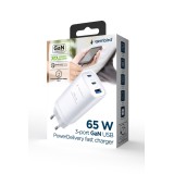 Gembird TA-UC-PDQC65-01-W caricabatterie rapido 65 W GaN USB PowerDelivery 3 porte bianco