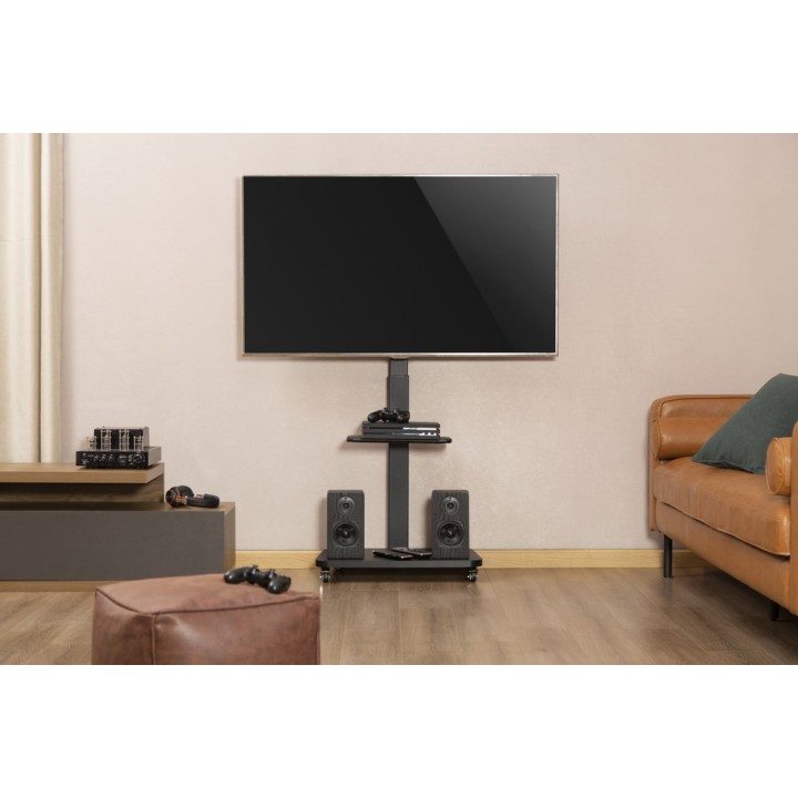 Gembird TVS-75S-02 TV supporto da pavimento con ruote 37 - 75 nero