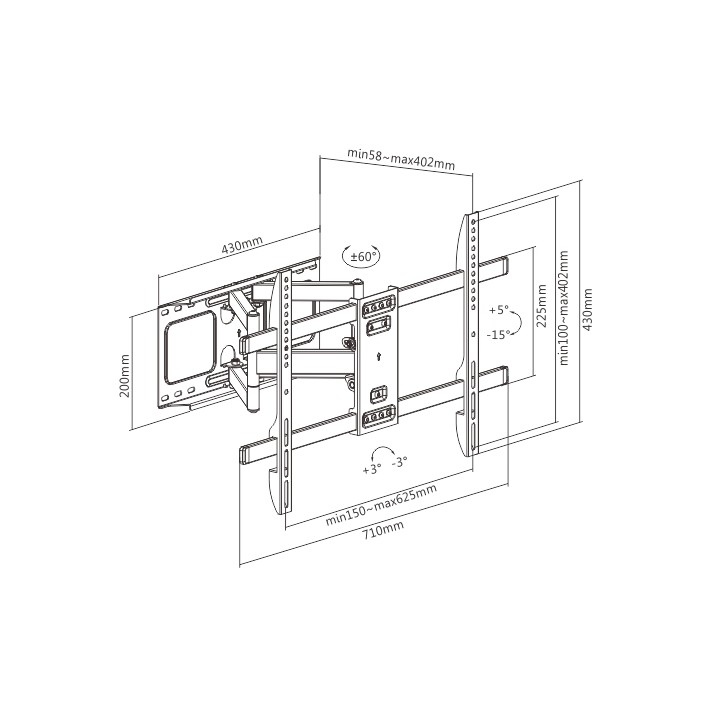 Gembird WM-80ST-02 Supporto a muro con movimento completo per TV 37 - 80'' (60 kg)
