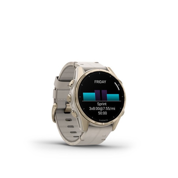 Garmin Fenix 8 3.3 cm (1.3 ) AMOLED 43 mm Digitale 416 x 416 pixel Touchscreen Oro Wi-Fi GPS (satellite)