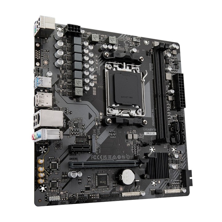 GIGABYTE A620M H Scheda madre - Supporta processori AMD Ryzen 8000 CPUs 5+2+2 Fasi VRM digitale VRM fino a 7200MHz DDR5 (OC) 1xP