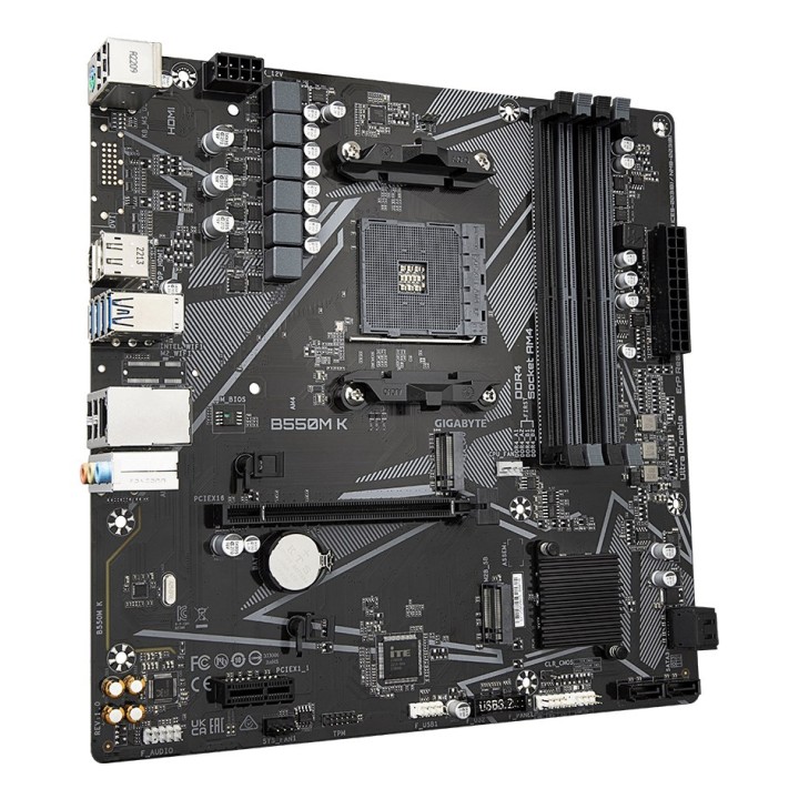 GIGABYTE B550M K Scheda madre - Supporta processori AMD Ryzen 5000 fino a 4733MHz DDR4 1xPCIe 4.0 + 1xPCIe 3.0 M.2 1GbE LAN USB 