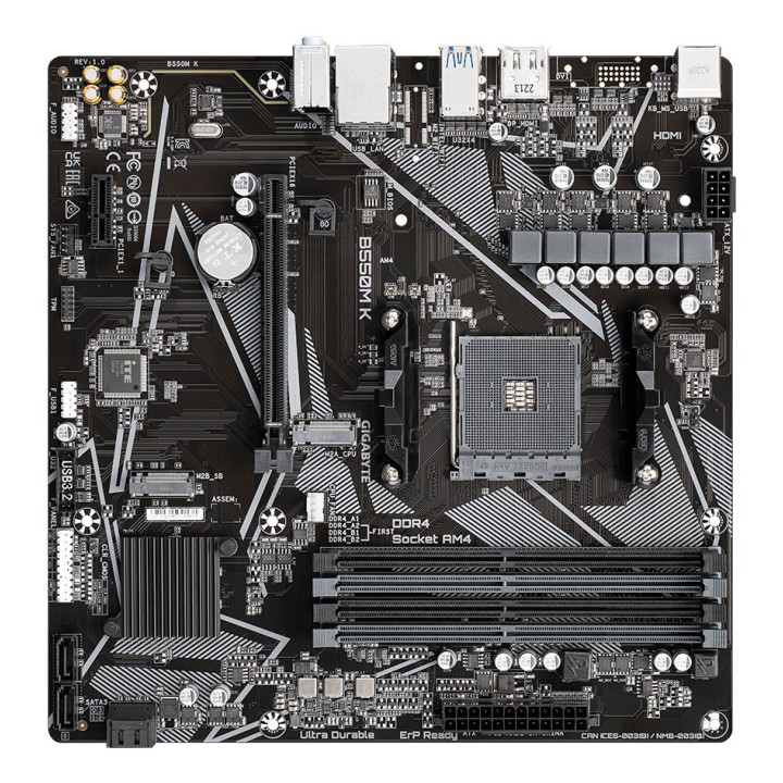GIGABYTE B550M K Scheda madre - Supporta processori AMD Ryzen 5000 fino a 4733MHz DDR4 1xPCIe 4.0 + 1xPCIe 3.0 M.2 1GbE LAN USB 