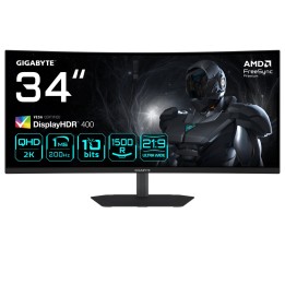 GIGABYTE G34WQC2 34” WQHD Monitor gaming curvo - 3440 x 1440 1500R 200Hz 1ms 450 cd/m2 AMD FreeSync Premium DisplayHDR 400 HDMI 
