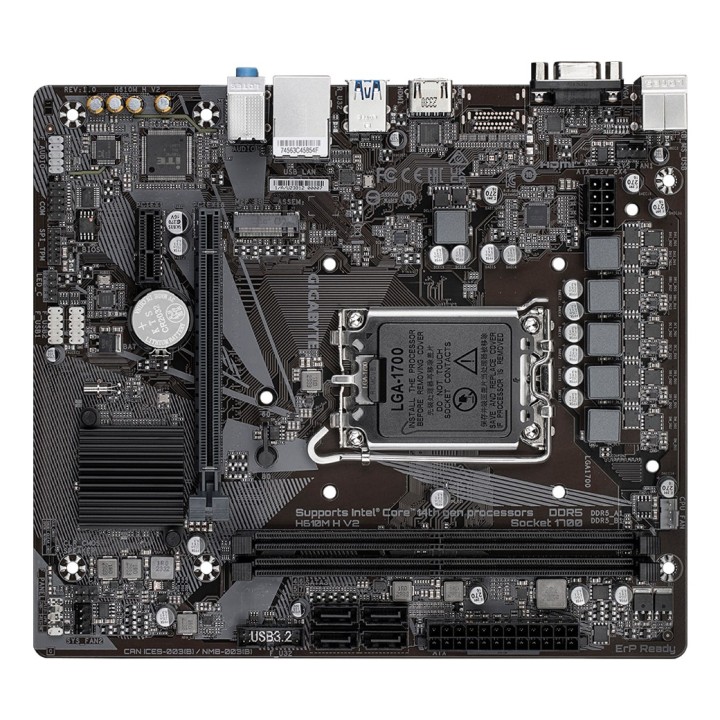 GIGABYTE H610M H V2 DDR5 Scheda madre - Supporta processori Intel Core 14ª generazione 6+1+1 VRM digitale ibrido VRM fino a 3200