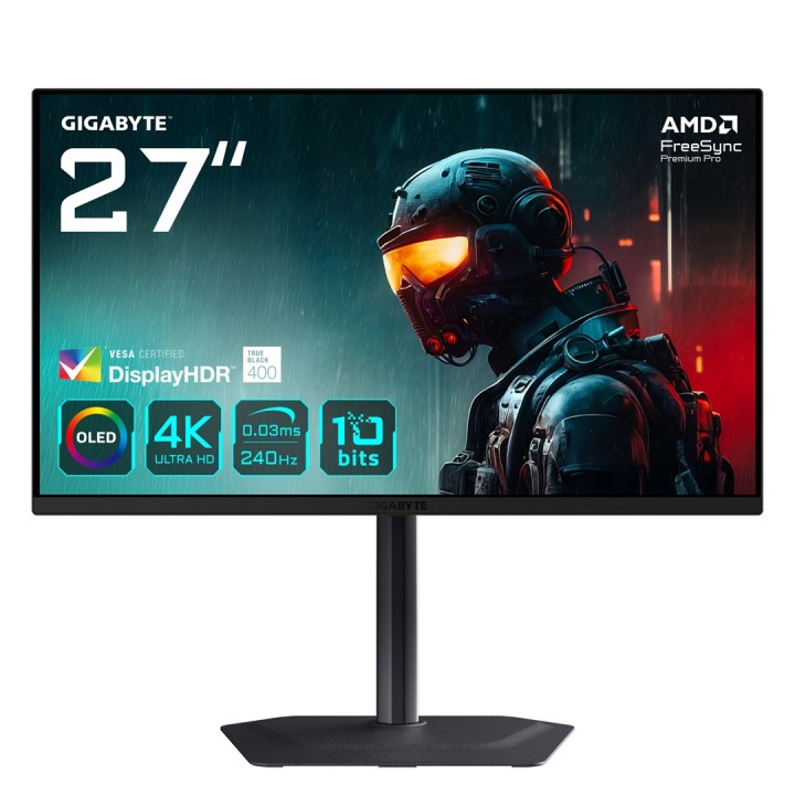 GIGABYTE MO27U2 OLED 4K UHD Monitor Gaming - 3840 x 2160 240Hz 0.03ms 1000 cd/m2 Display HDR True Black 400 HDMI 2.1 Displayport