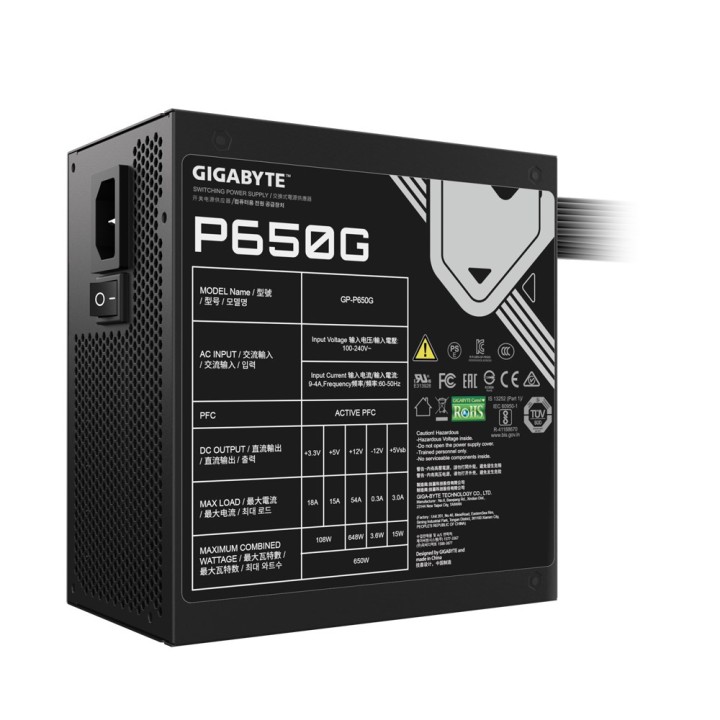 Gigabyte GP-P650G alimentatore 650 W 20+4 pin ATX ATX nero