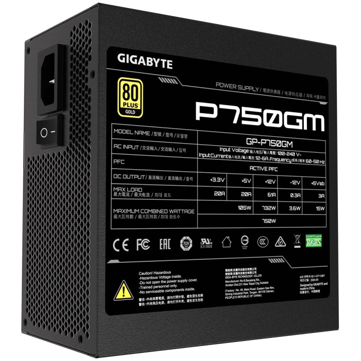 Gigabyte P750GM alimentatore 750 W 20+4 pin ATX ATX nero