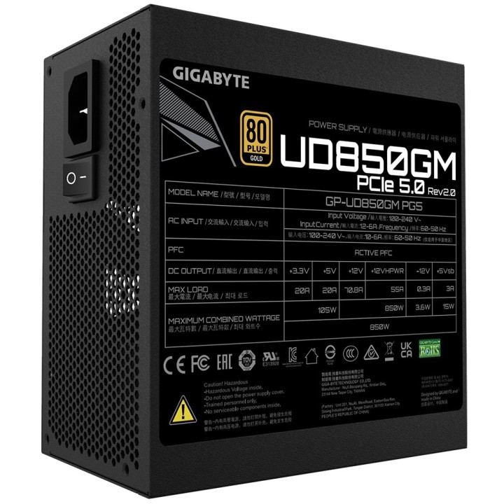 Gigabyte UD850GM 850W PG5 V2 (GP-UD850GM PG5 V2) - alimentatore nero