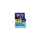 GOODRAM RIVAL M2AA 64 GB MicroSDXC V30 A2 UHS-I U3 + adattatore (GGSM2AA-0640R12)