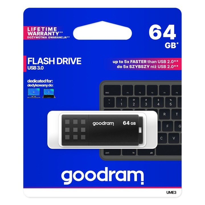 Goodram UME3 USB chiavetta USB 64 GB USB Type-A 3.0 (3.1 Gen 1) nero