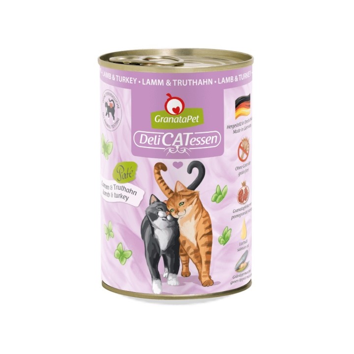 GRANATAPET DeliCATessen Agnello e tacchino - cibo umido per gatti - 400g