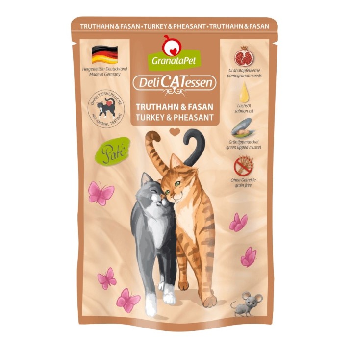 GRANATAPET DeliCATessen Tacchino e fagiano - cibo umido per gatti - 85g