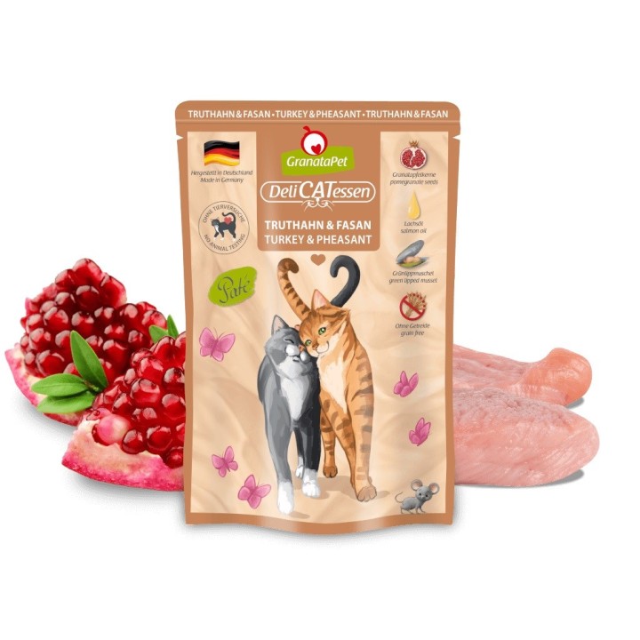 GRANATAPET DeliCATessen Tacchino e fagiano - cibo umido per gatti - 85g