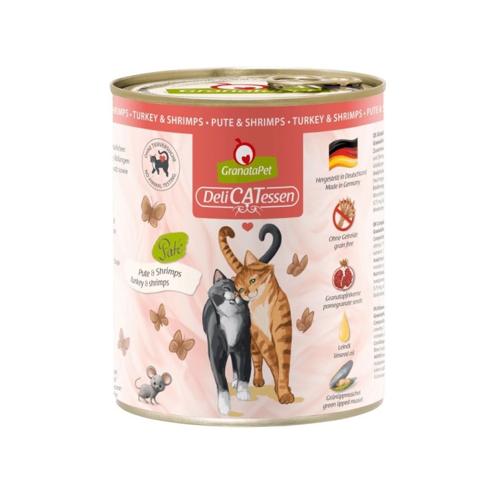 GRANATAPET DeliCATessen Tacchino e gamberetti - cibo umido per gatti - 800g