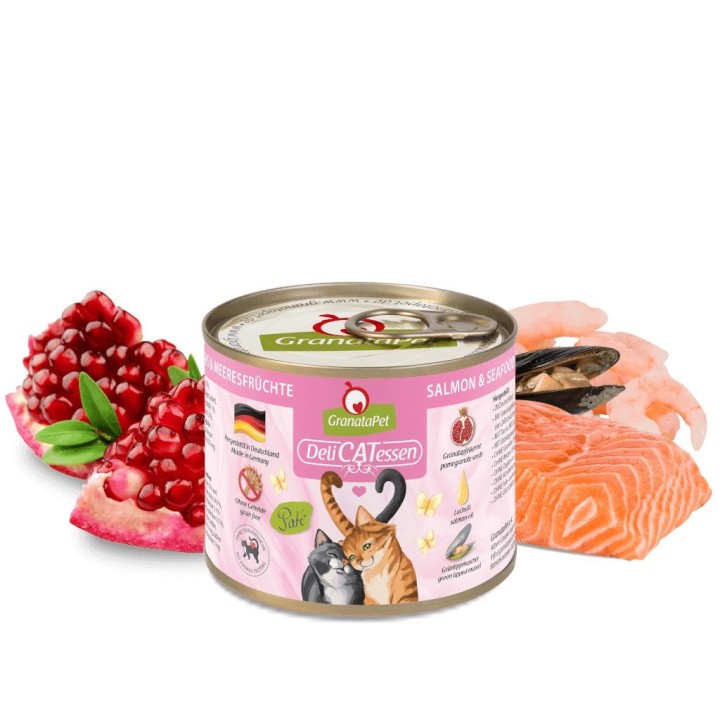 GRANATAPET DeliCATessen Salmone e frutti di mare - cibo umido per gatti - 200g