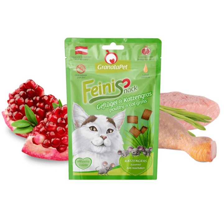 GRANATAPET FeiniSnack Pollame e erba gatta - snack per gatti - 50g