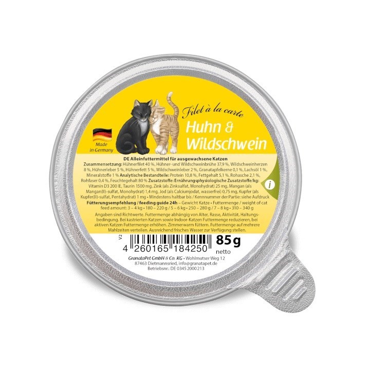GRANATAPET Filet á la carte Pollo con cinghiale - cibo umido per gatti - 85g