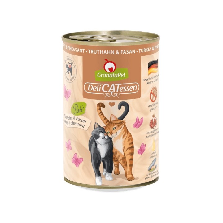 Granatapet DeliCatessen Tacchino & Fagiano – cibo umido per gatti 400 g