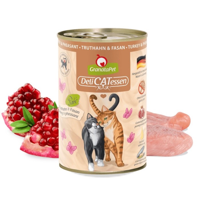 Granatapet DeliCatessen Tacchino & Fagiano – cibo umido per gatti 400 g