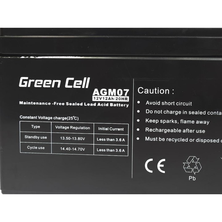 GREEN CELL BATTERIA GEL AGM07 12V 12AH