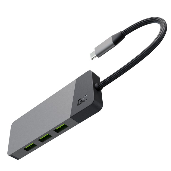 GREEN CELL hub adattatore USB-C GC CONNECT 7W1 (3XUSB 3.1 HDMI 4K 60HZ USB-C PD 85W MICROSD/SD)