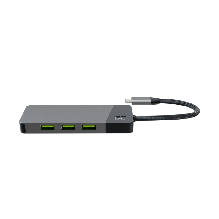 GREEN CELL hub adattatore USB-C GC CONNECT 7W1 (3XUSB 3.1 HDMI 4K 60HZ USB-C PD 85W MICROSD/SD)