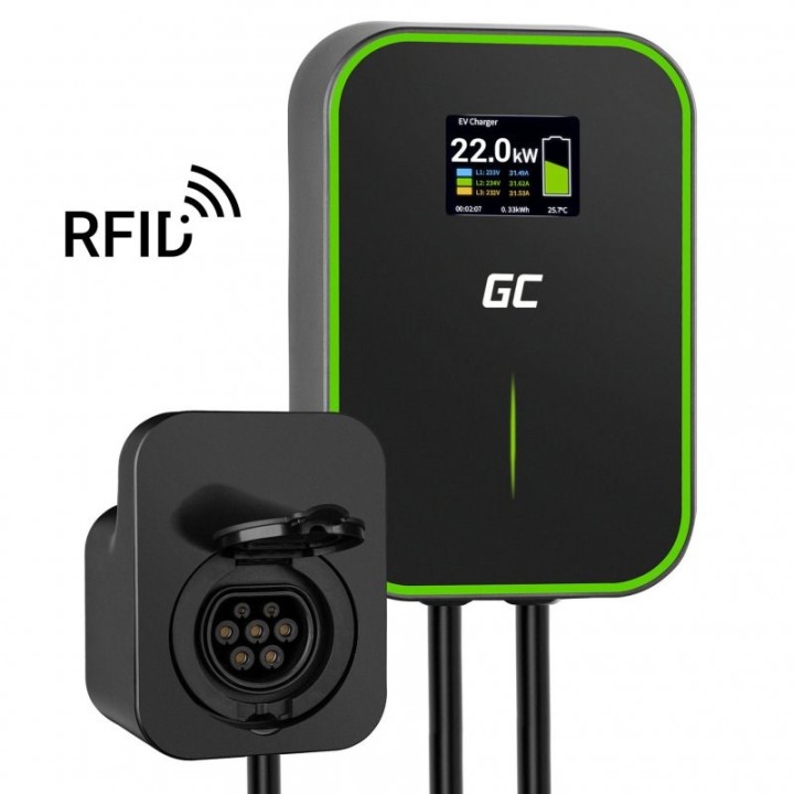GREEN CELL WALLBOX EV POWERBOX 22KW CON PRESA & RFID