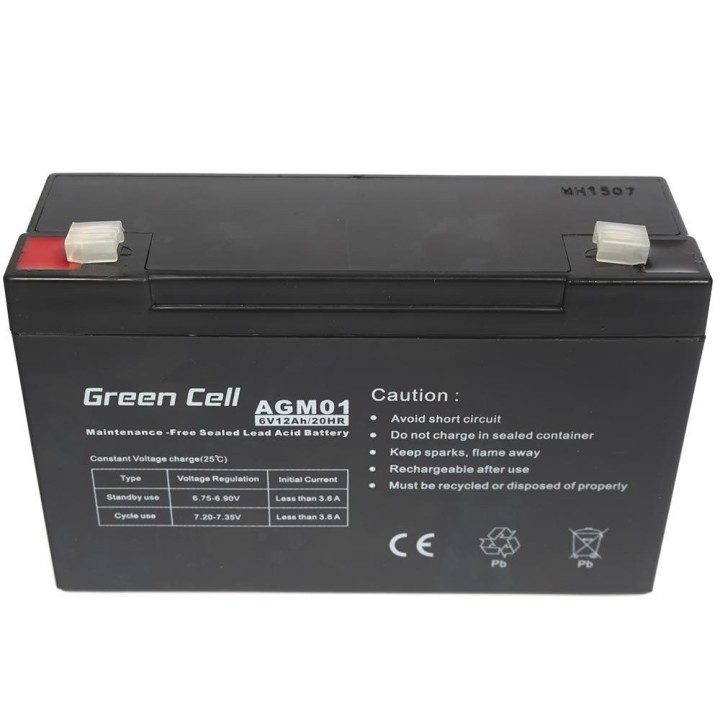 Green Cell AGM Batteria 6V 12Ah 12.000 mAh piombo sigillato (VRLA)