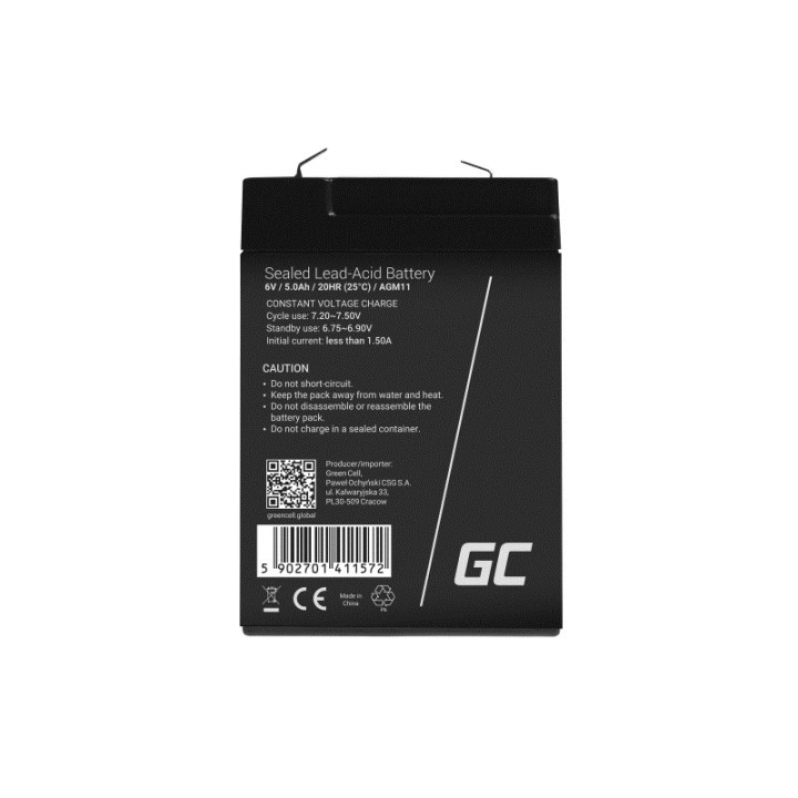 Green Cell AGM11 UPS batteria piombo sigillato (VRLA) 6 V 5 Ah