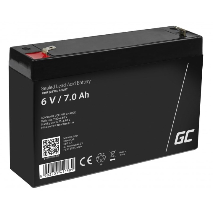 Green Cell AGM12 batteria industriale ricaricabile Sealed Lead Acid (VRLA) 7000 mAh 6 V