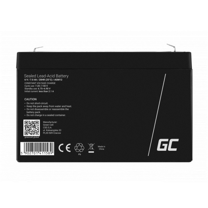 Green Cell AGM12 batteria industriale ricaricabile Sealed Lead Acid (VRLA) 7000 mAh 6 V