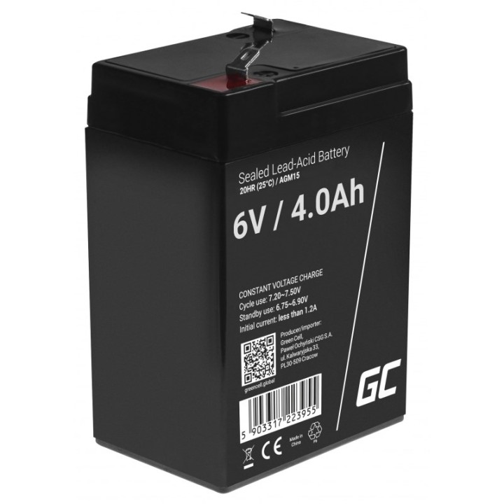 Green Cell AGM15 UPS batteria Piombo-acido sigillato (VRLA) 6 V 4 Ah