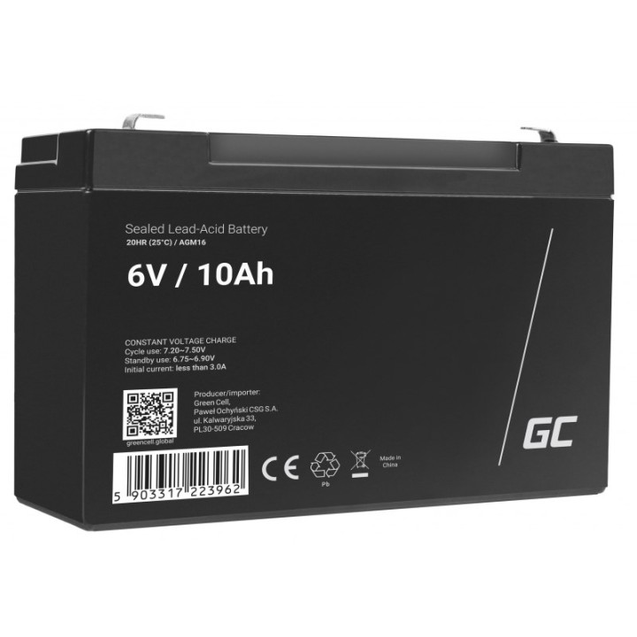 Green Cell AGM16 UPS batteria Piombo-acido sigillato (VRLA) 6 V 10 Ah