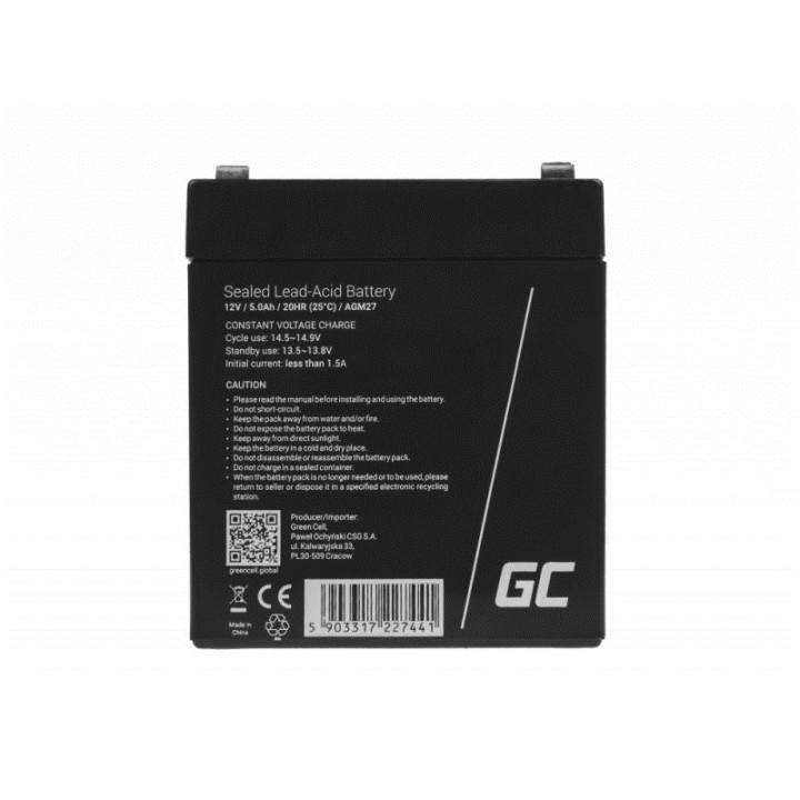 Green Cell AGM27 UPS batteria Piombo sigillato (VRLA) 12 V 5 Ah