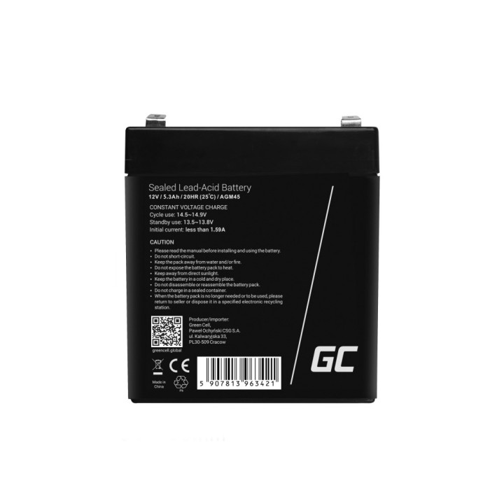 Green Cell AGM45 UPS batteria Sealed Lead Acid (VRLA) 12 V 5 3 Ah