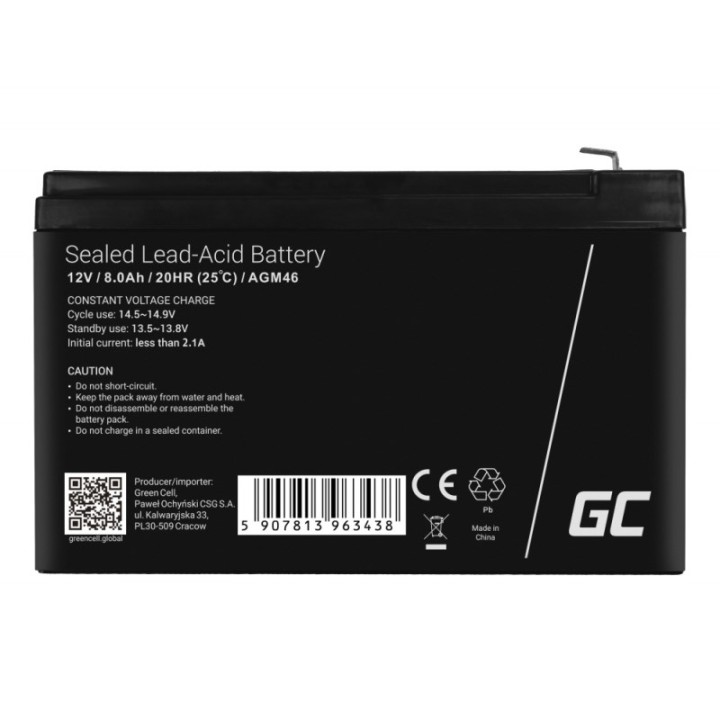 Green Cell AGM46 batteria ricaricabile industriale Sealed Lead Acid (VRLA) 8000 mAh 12 V