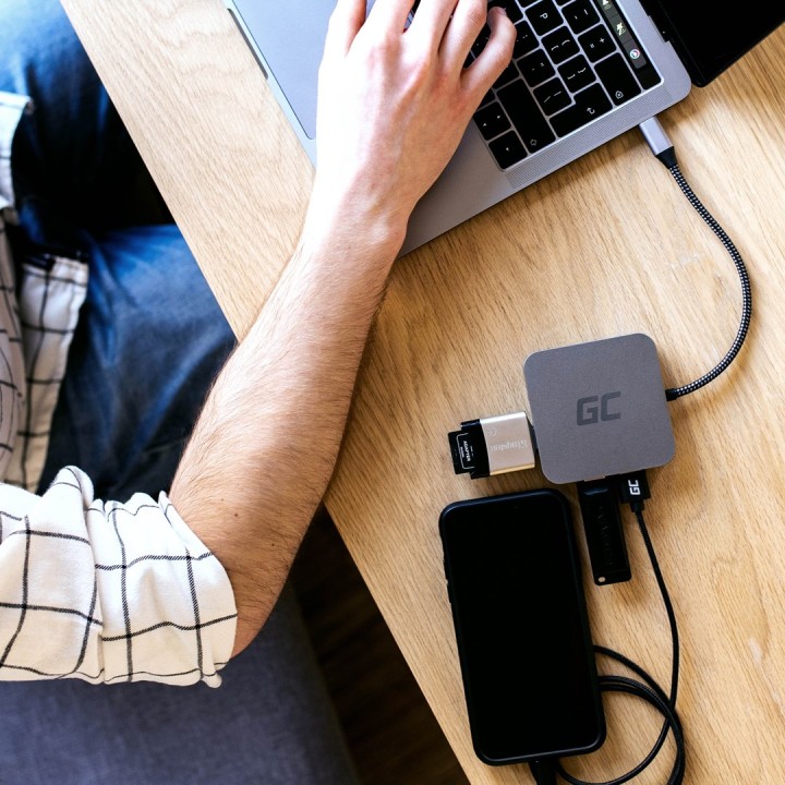 Green Cell AK61 docking station/replicatore porte notebook USB 3.2 Gen 1 (3.1 Gen 1) Type-C Argento