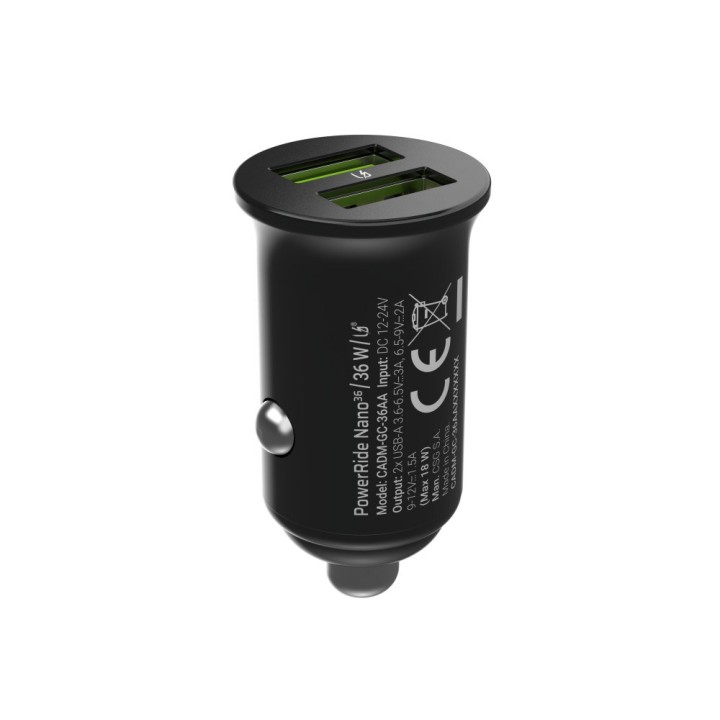 Green Cell caricabatterie per auto GC PowerRide Nano36 36W 6A 2x USB-A